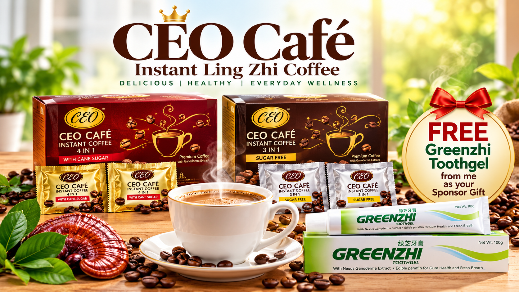 ceo café coffee with free gift toothpaste